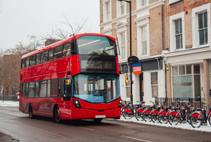 A photo of a London double decker bus